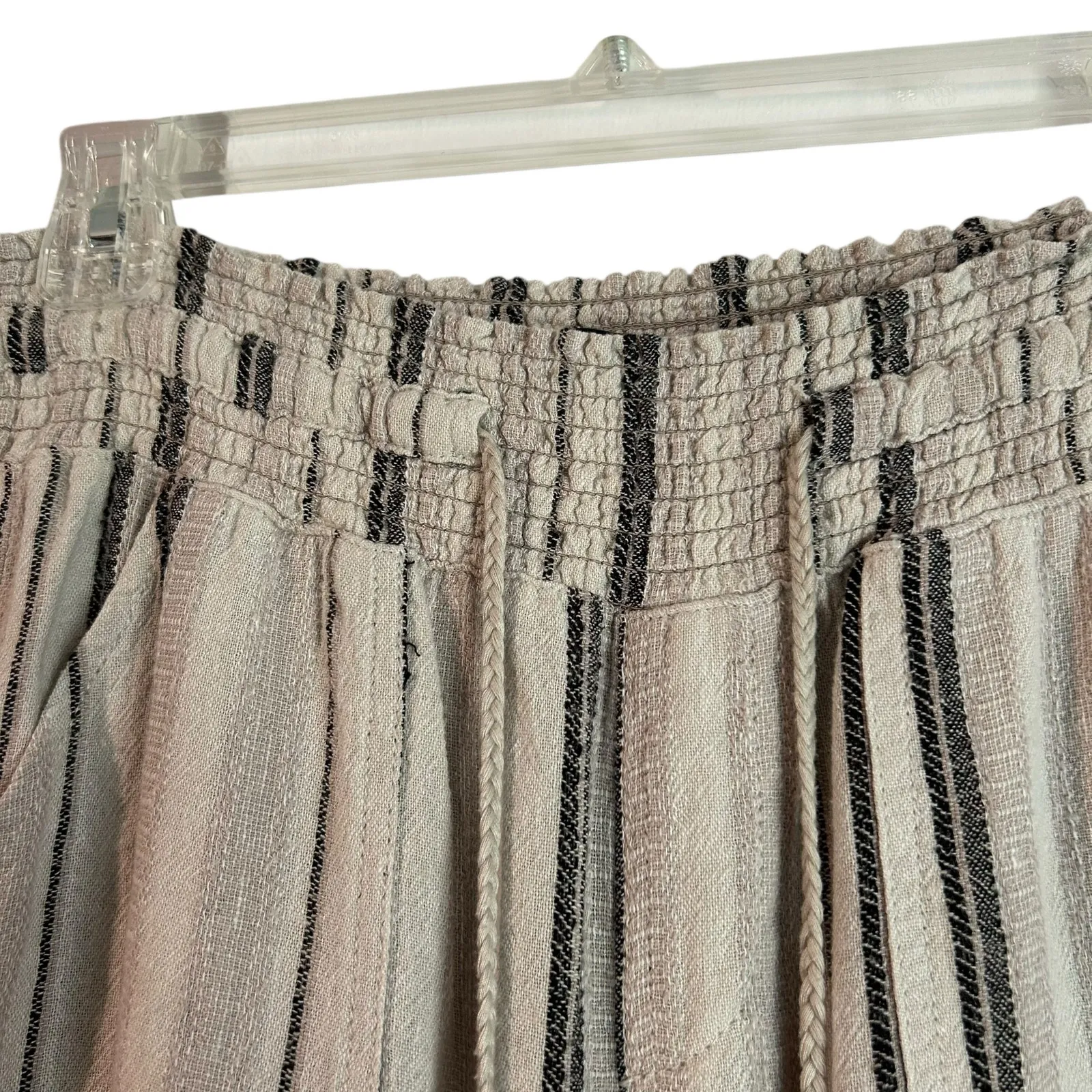 Rewash Brand Women's SZ S Linen Blend Pants Striped Beige Brown Straight Leg - Image 3