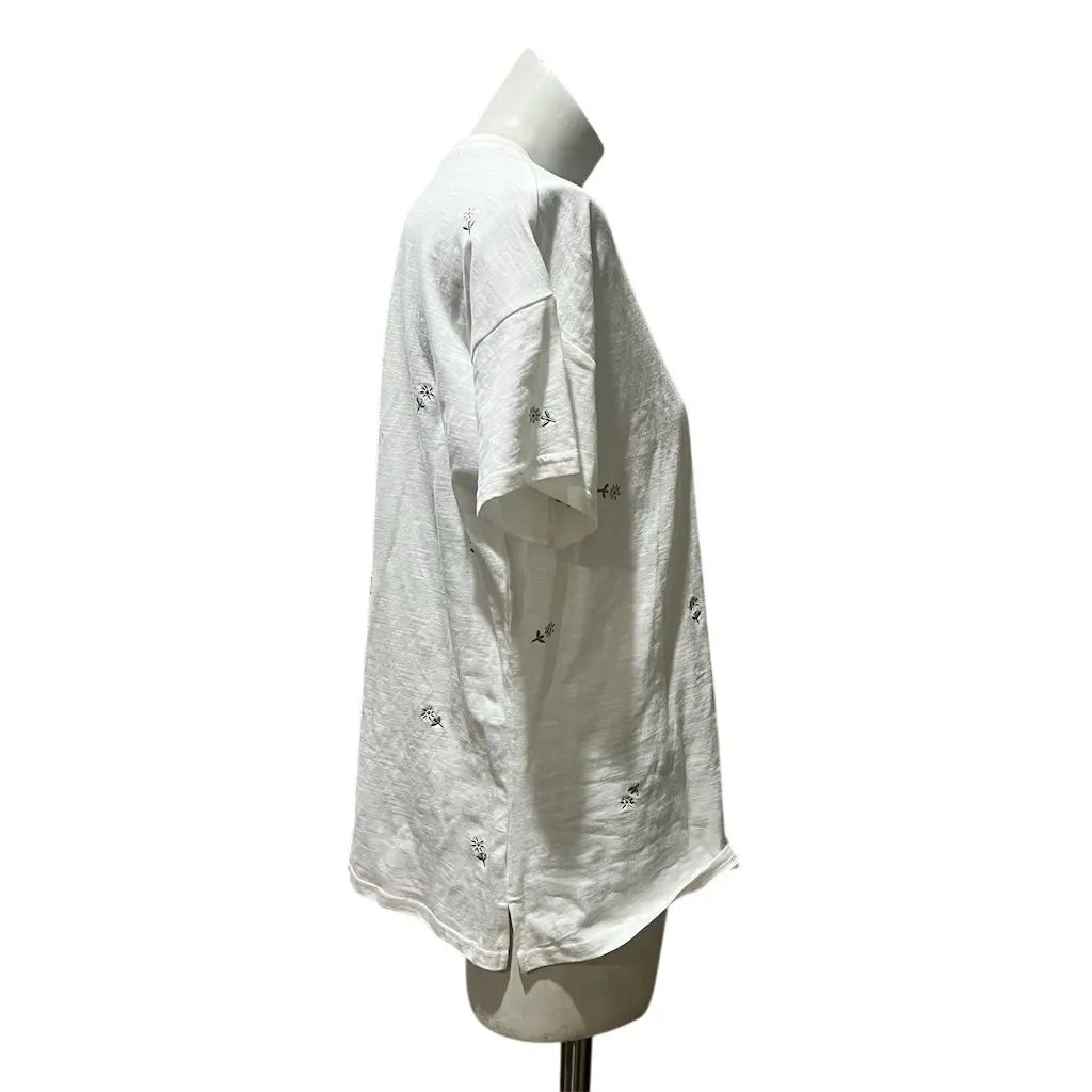 Women's XL White Embroidered Crew Neck Short Sleeve T - Image 2