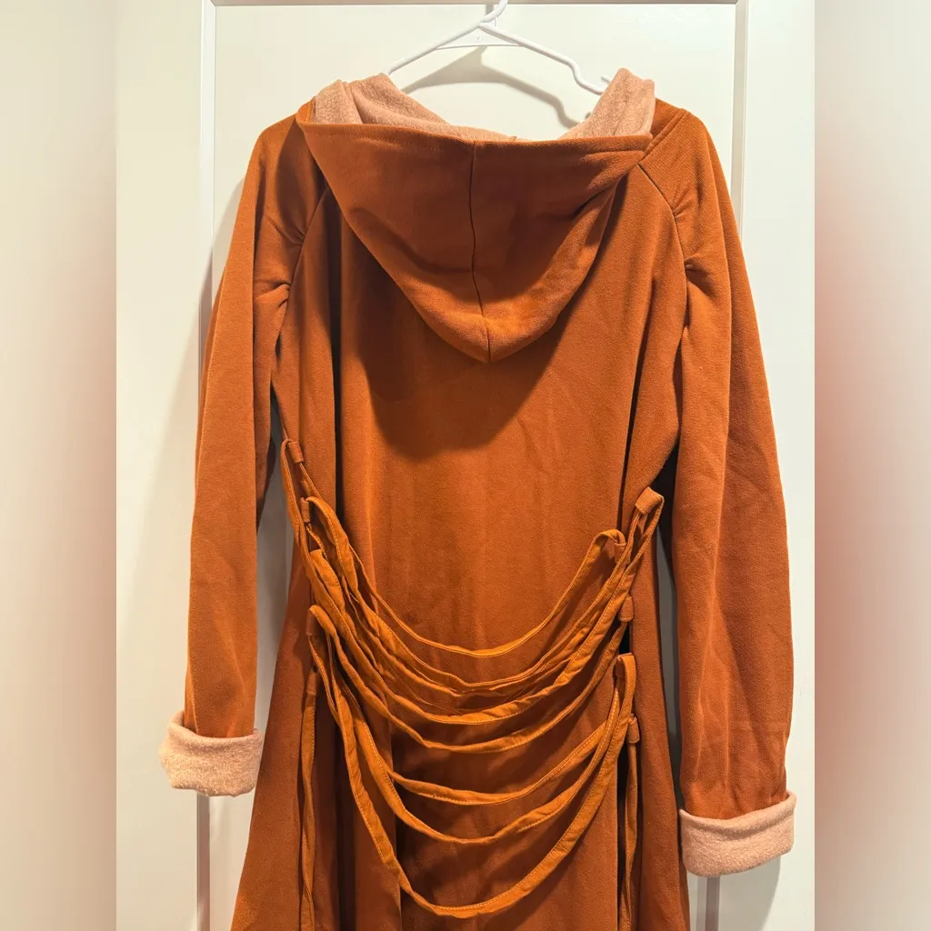 Orange Zip Up Hoodie Cardigan 100% Cotton Size Small - Image 10