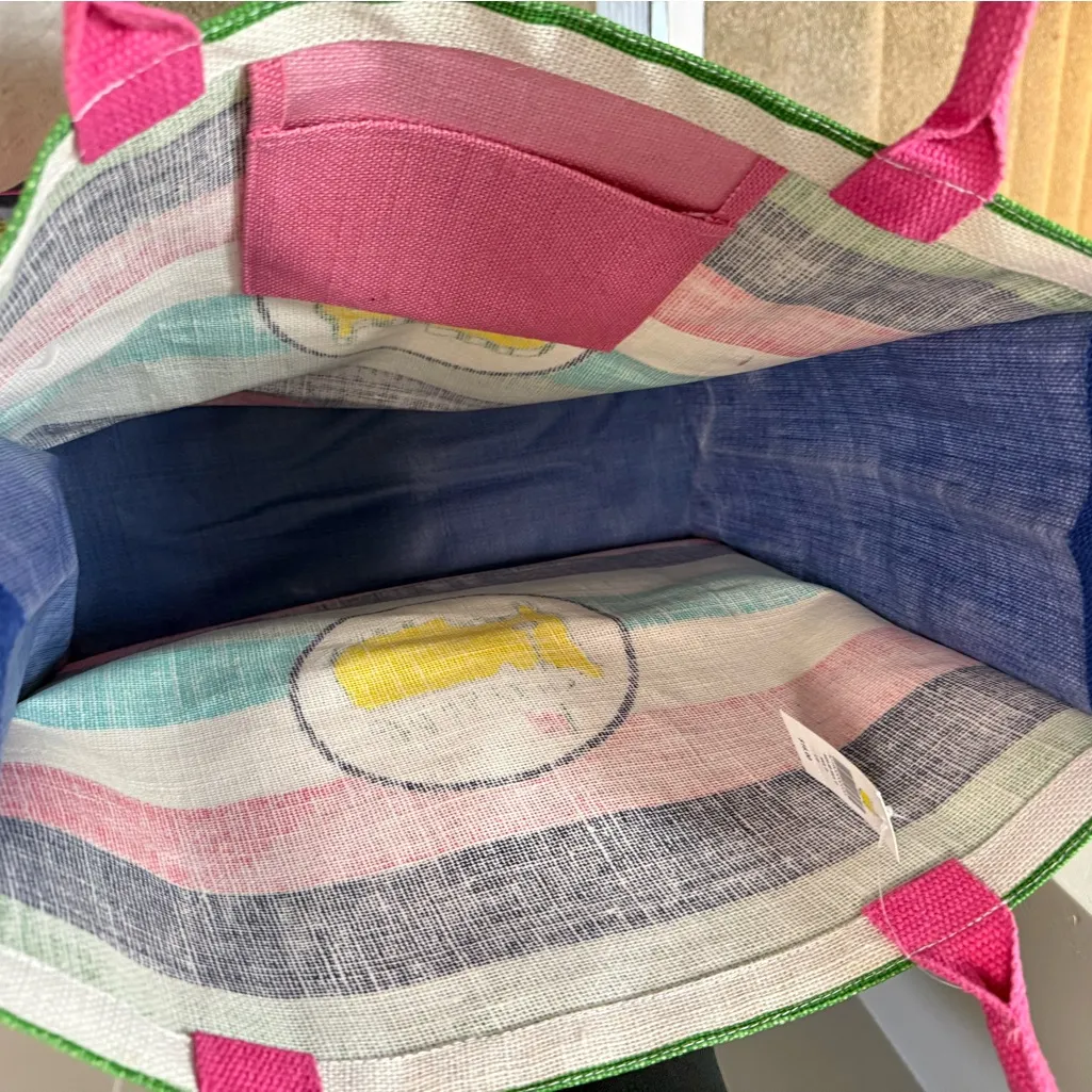 NWT‎ Masters Augusta National Golf Stripe Jute Large Tote Bag Pink Multicolor - Image 4