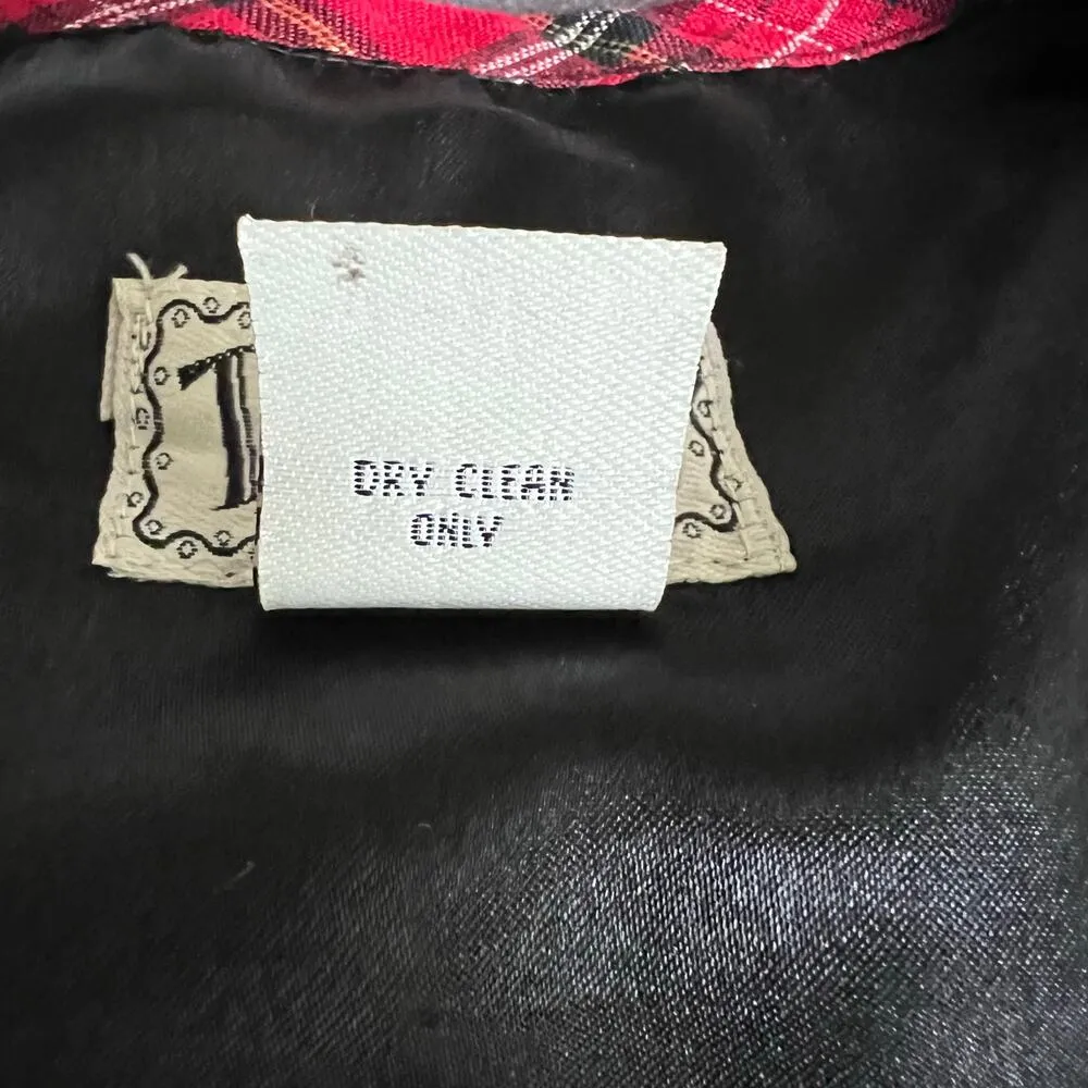 Tantrums Vintage Mistletoe Embroidered Christmas Plaid Red Green Woman’s Small Black - Image 9