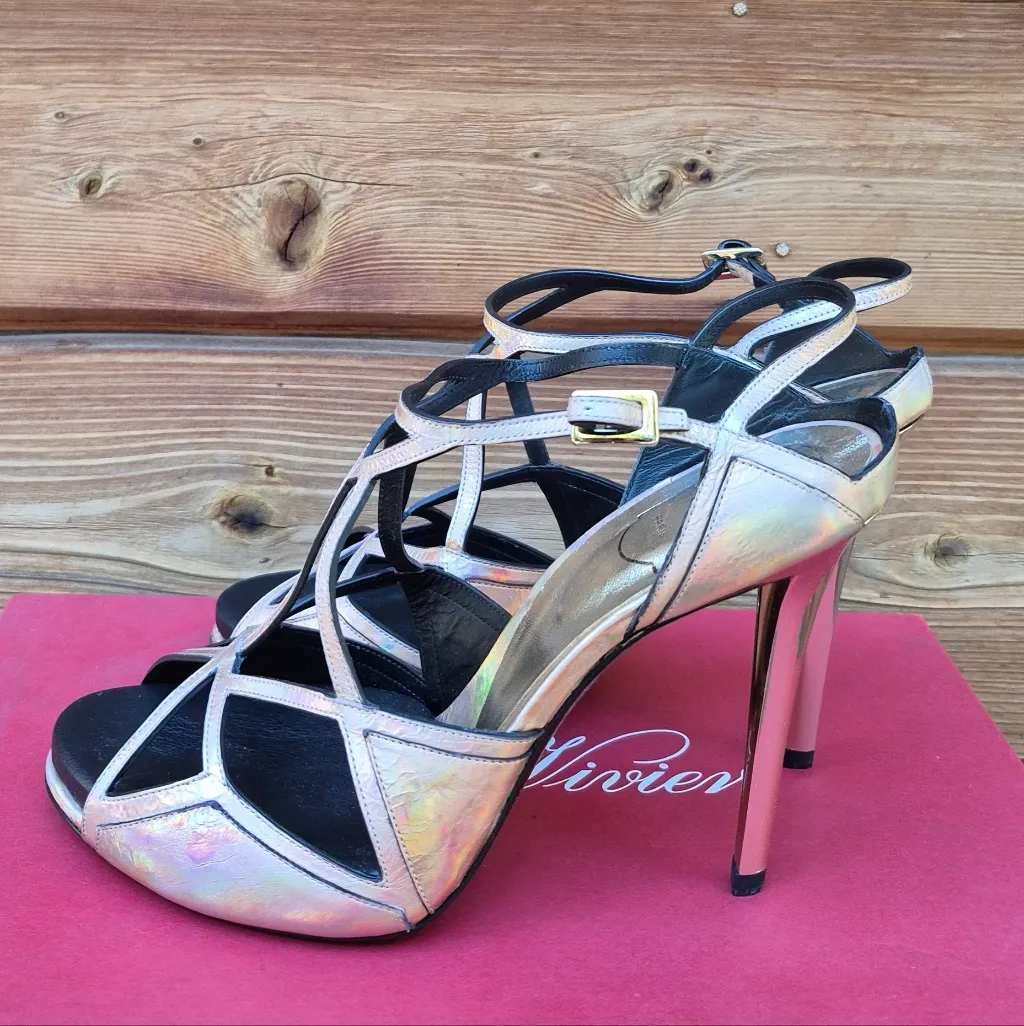 Roger Vivier IRIDESCENT Leather Heels 10 Pink - Image 2