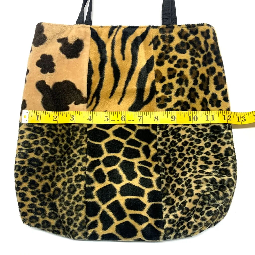 Animal Print Patchwork Tote Bag Tan - Image 10
