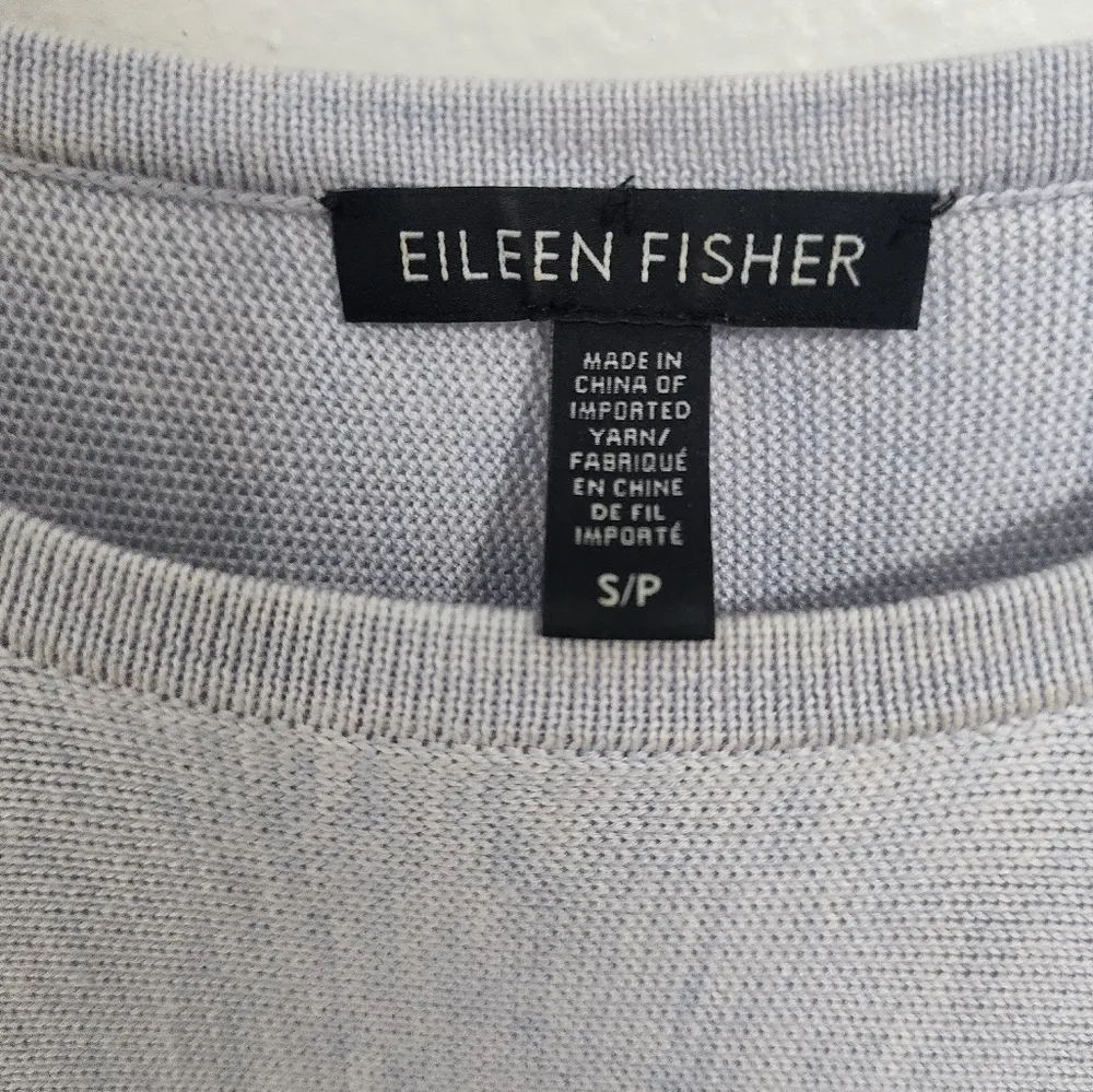 Eileen Fisher Tencel Silk Blend Tunic Sweater Top Short Sleeve Scoop Neck - Image 5