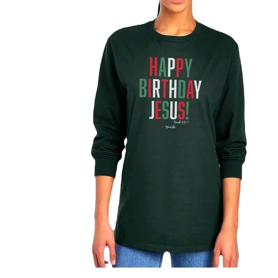 Blessed Girl Womens Long Sleeve T Shirt Happy Birthday Jesus Green Size L - Image 5