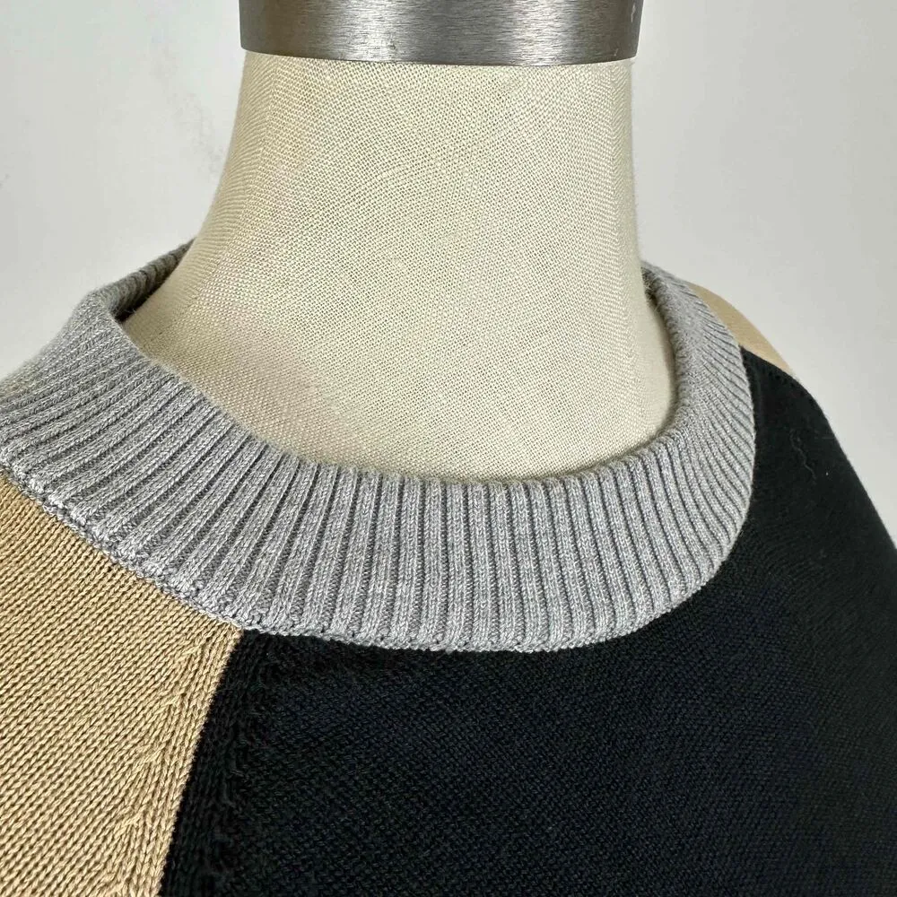 MONROW Black Tan Color Block Pullover Sweater Size XL - Image 5