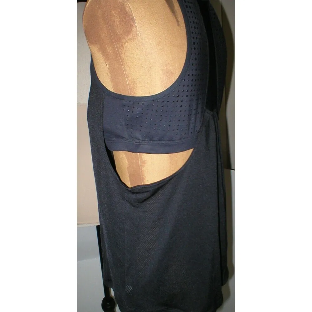 Womens Athleta New Yoga Pilates Bra Top Tank M Black Medium Run Gel Dots Gym - Image 7