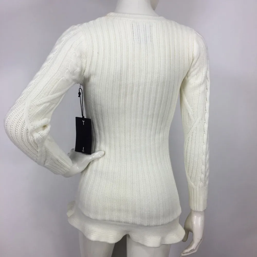 UNIF Alleger Sweater Dress Cable Knit Ruffle Hem - Image 5