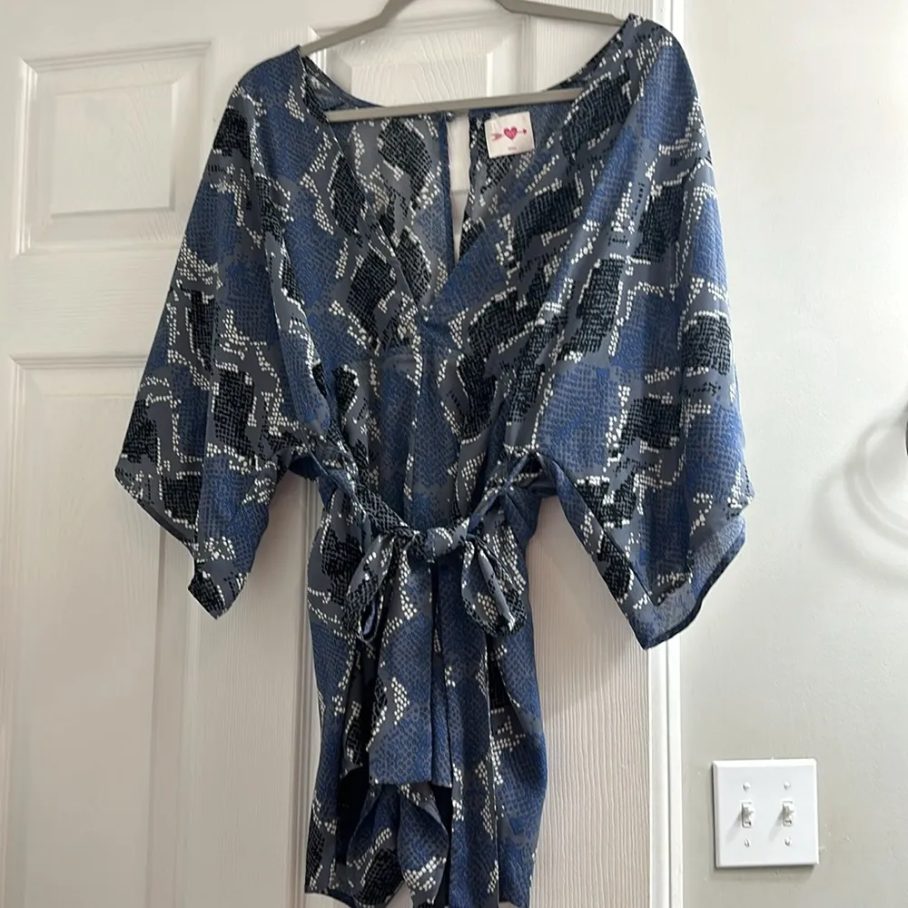 Buddy Love Blue Snakeskin Shorts Romper - Image 2