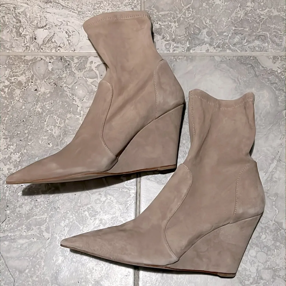 Stuart Weitzman Stuart Concealed-Wedge Sock Bootie Cashmere Stretch, NWT, Size 8 - Image 4