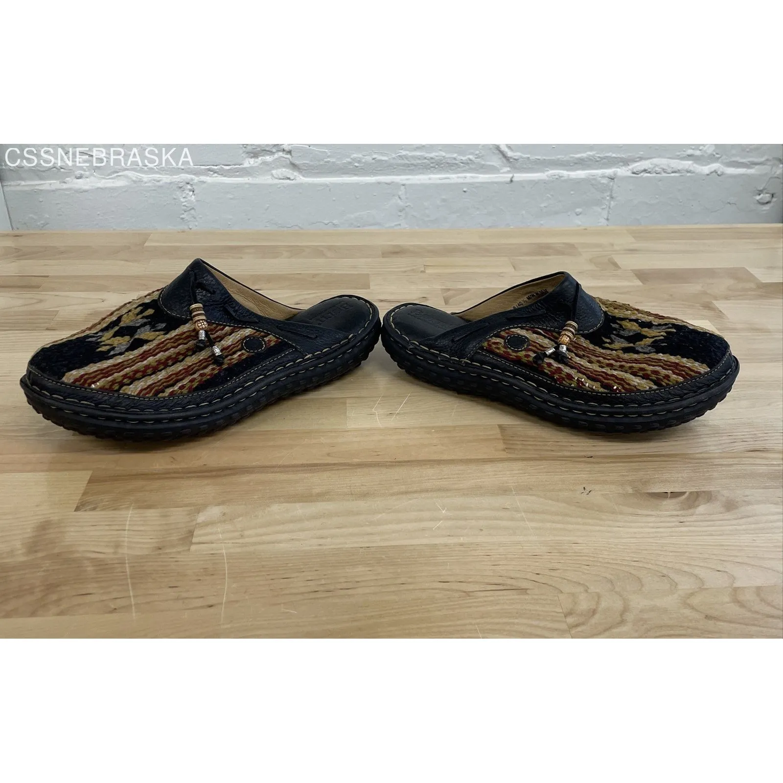Born Beige/Brown Woven Blanket Clogs Womens - Image 12