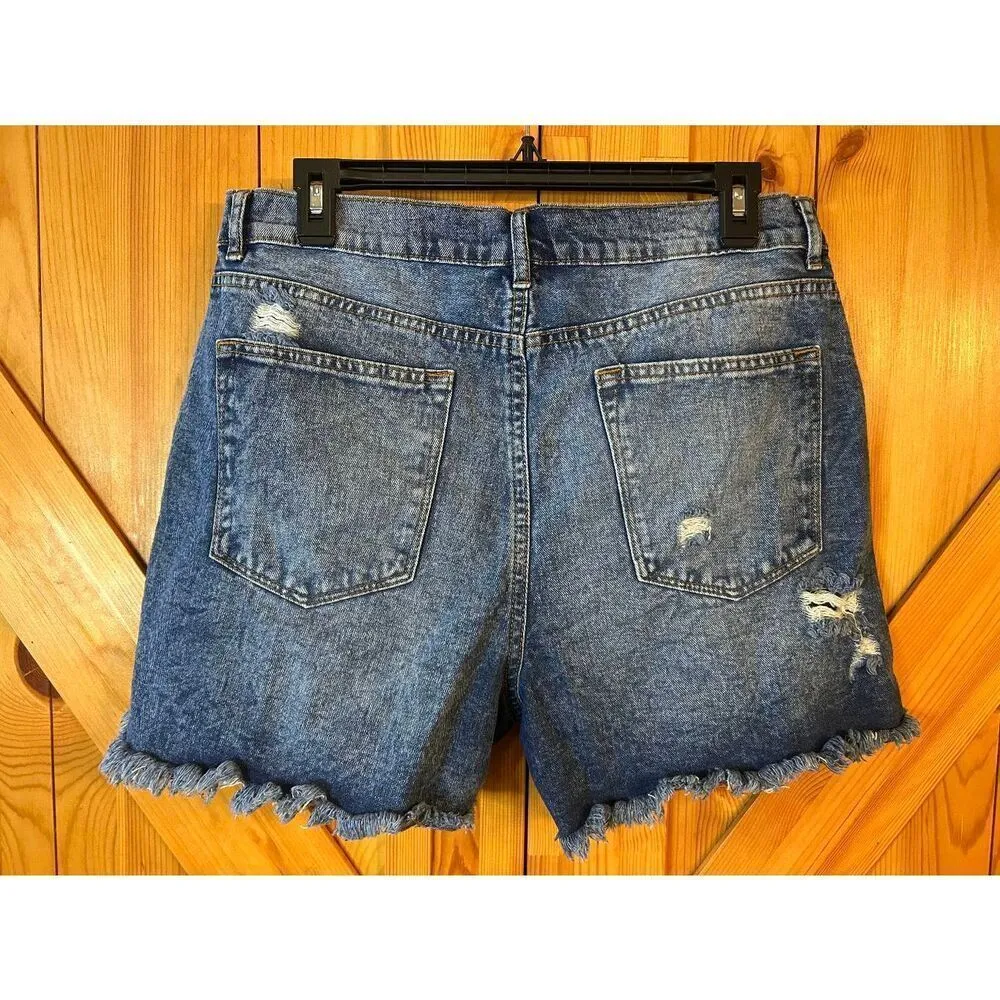 BBJ Boom Boom Jeans High Waisted Med Wash  Ripped Denim Shorts Size 9/29 (8718) - Image 4