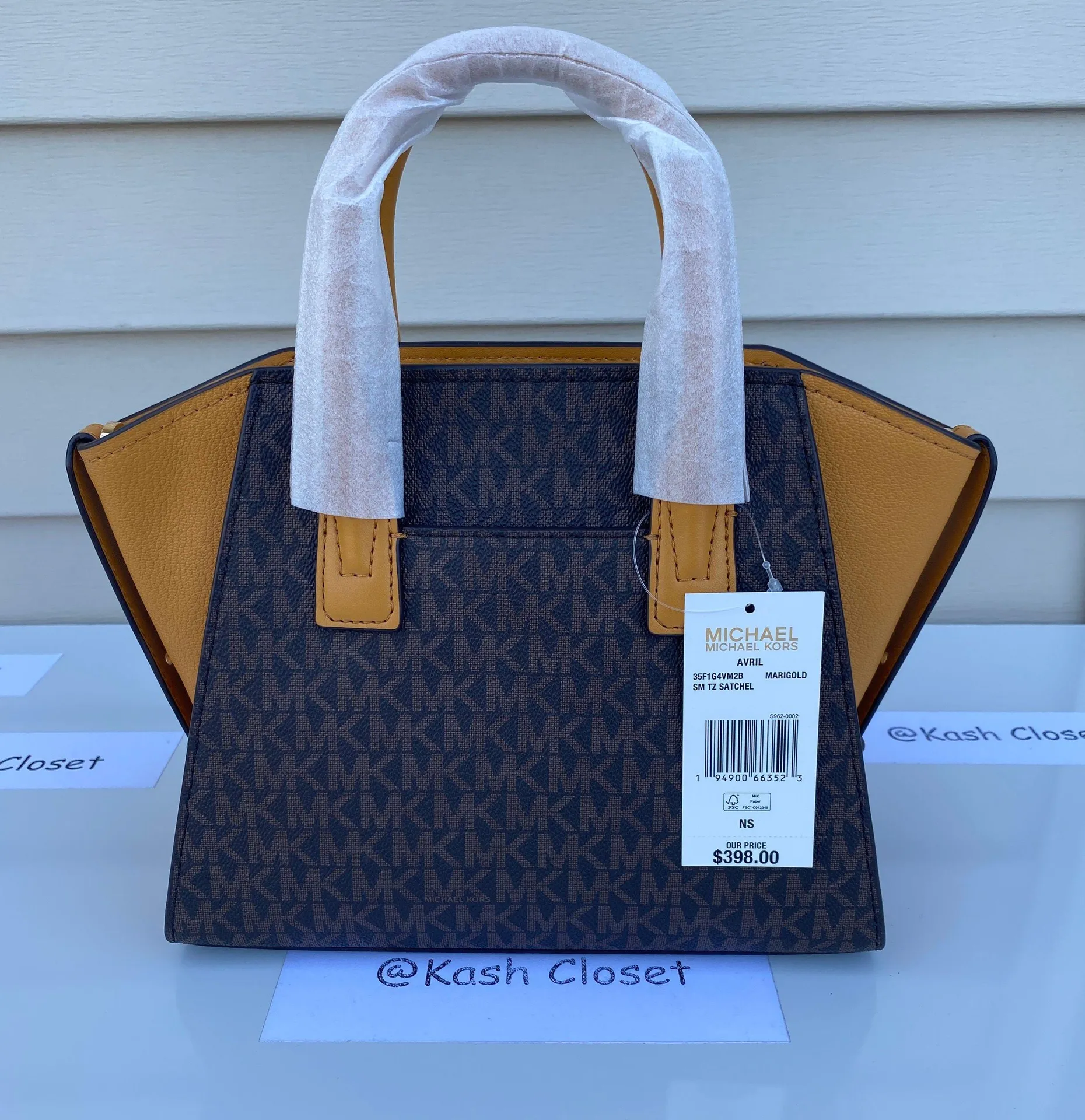 Michael Kors MK SM Avril Top-Zip Satchel | Purse | Handbag - Marigold - Image 3