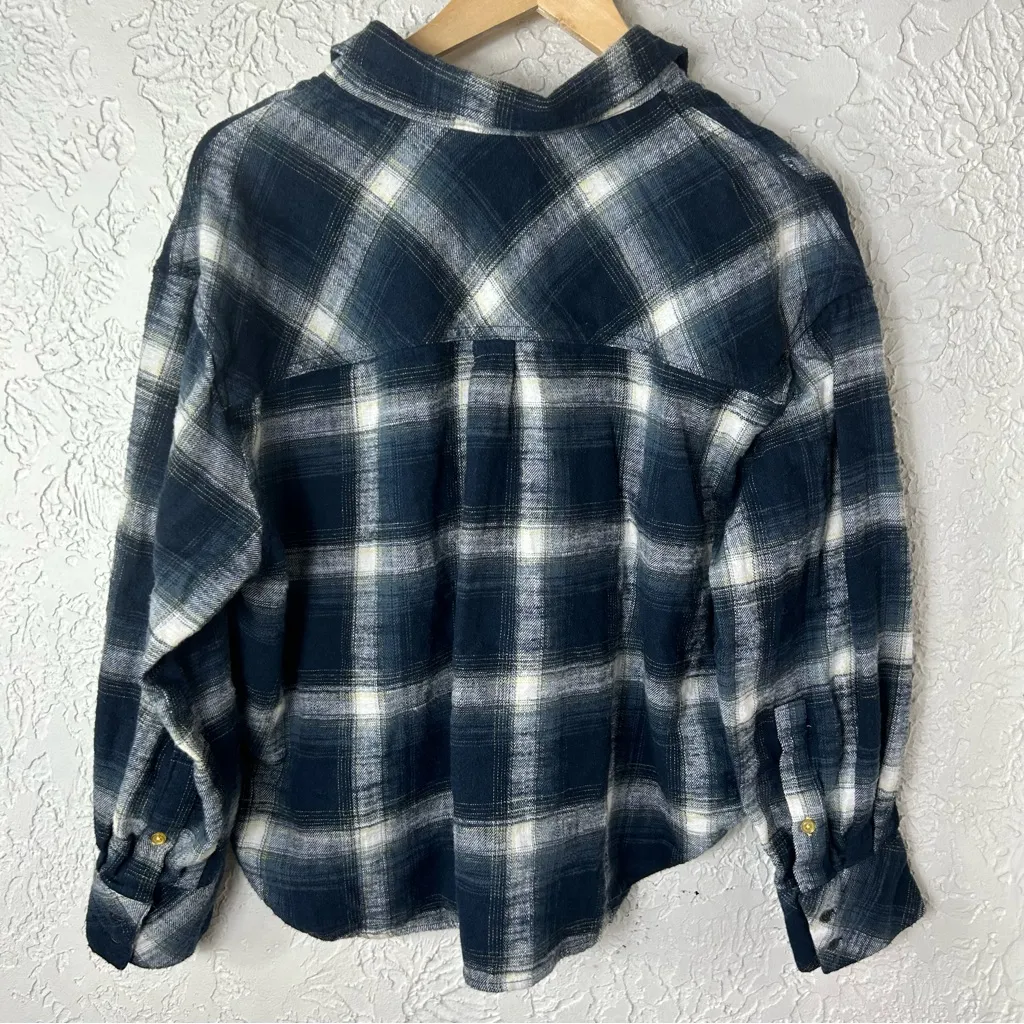 SCOTCH & SODA Plaid Flannel Cropped Long Sleeve Button Up Top Size L - Image 2