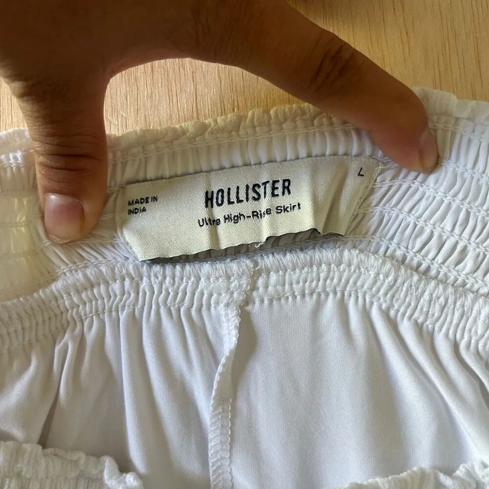 Hollister White Ultra High-Rise Skirt Women’s Size Large | Boho Mini Layered - Image 3