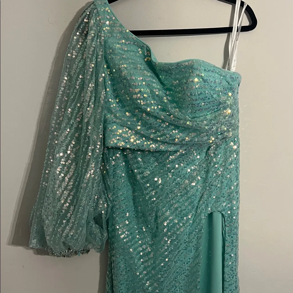 ✨ Rachel Allan 70131 Asymmetrical Sheath Evening Dress • Size 10 ✨ - Image 4