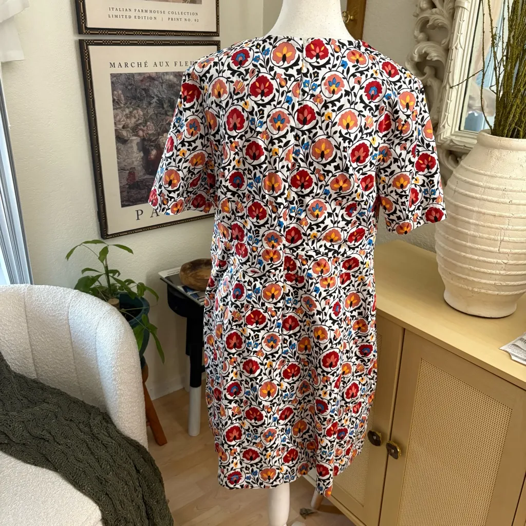 BODEN‎ Cotton Mini Shift Dress Enchanted Bloom Floral Red Orange Size 14R - Image 6