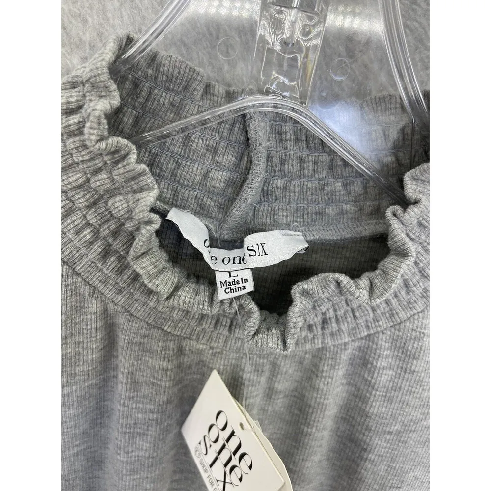 One One Six Women’s Gray Sweater Dress Ribbed Knit Scrunch Wrist Long Sleeve Size L - Image 3