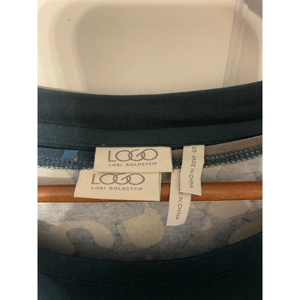 Women's LOGO Lori Goldstein Top Camo Print Layered Size Small Long Sleeve EUC - Image 5