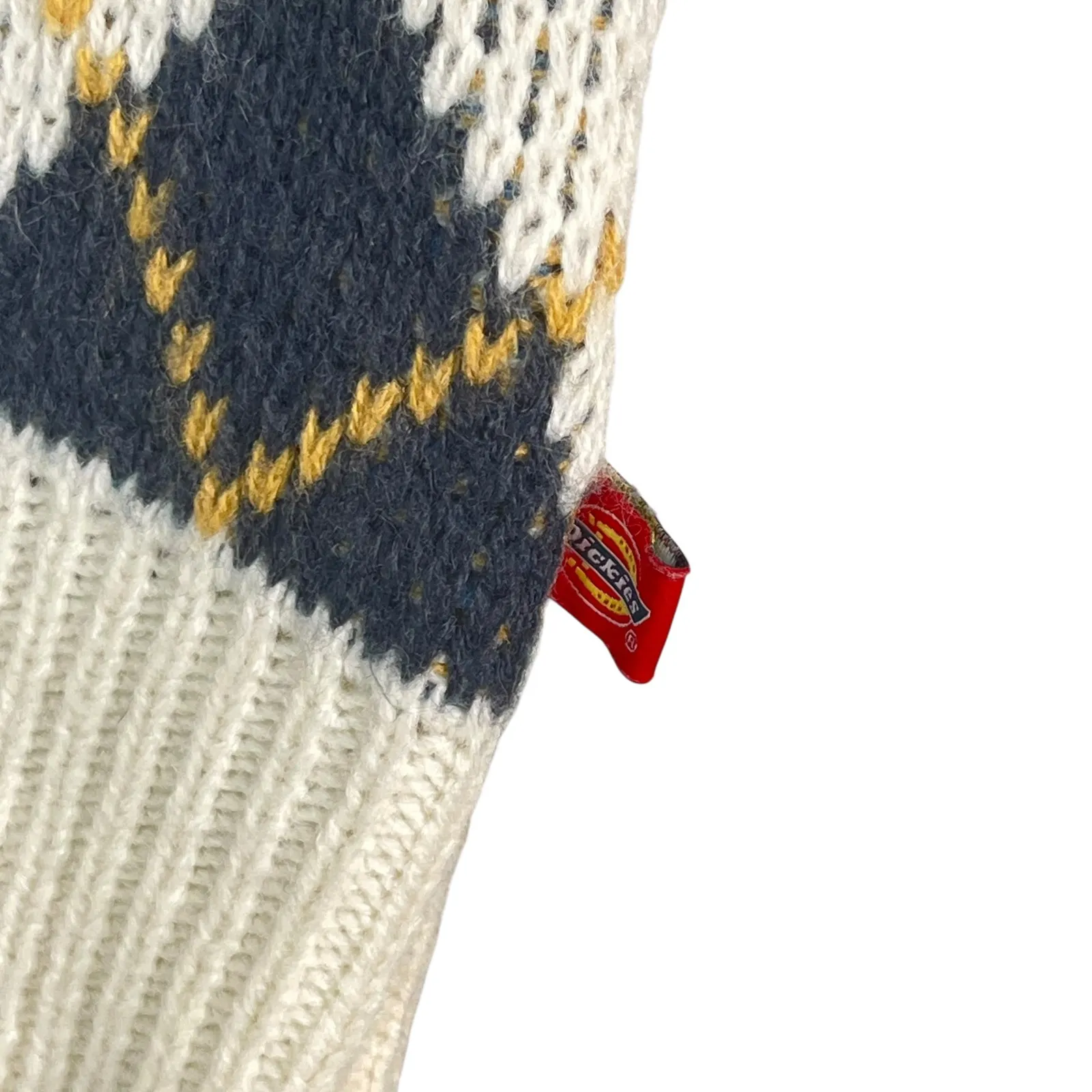 Dickies Juniors Argyle Sweater Vest Blue White Yellow Preppy Knit Pullover Large - Image 4