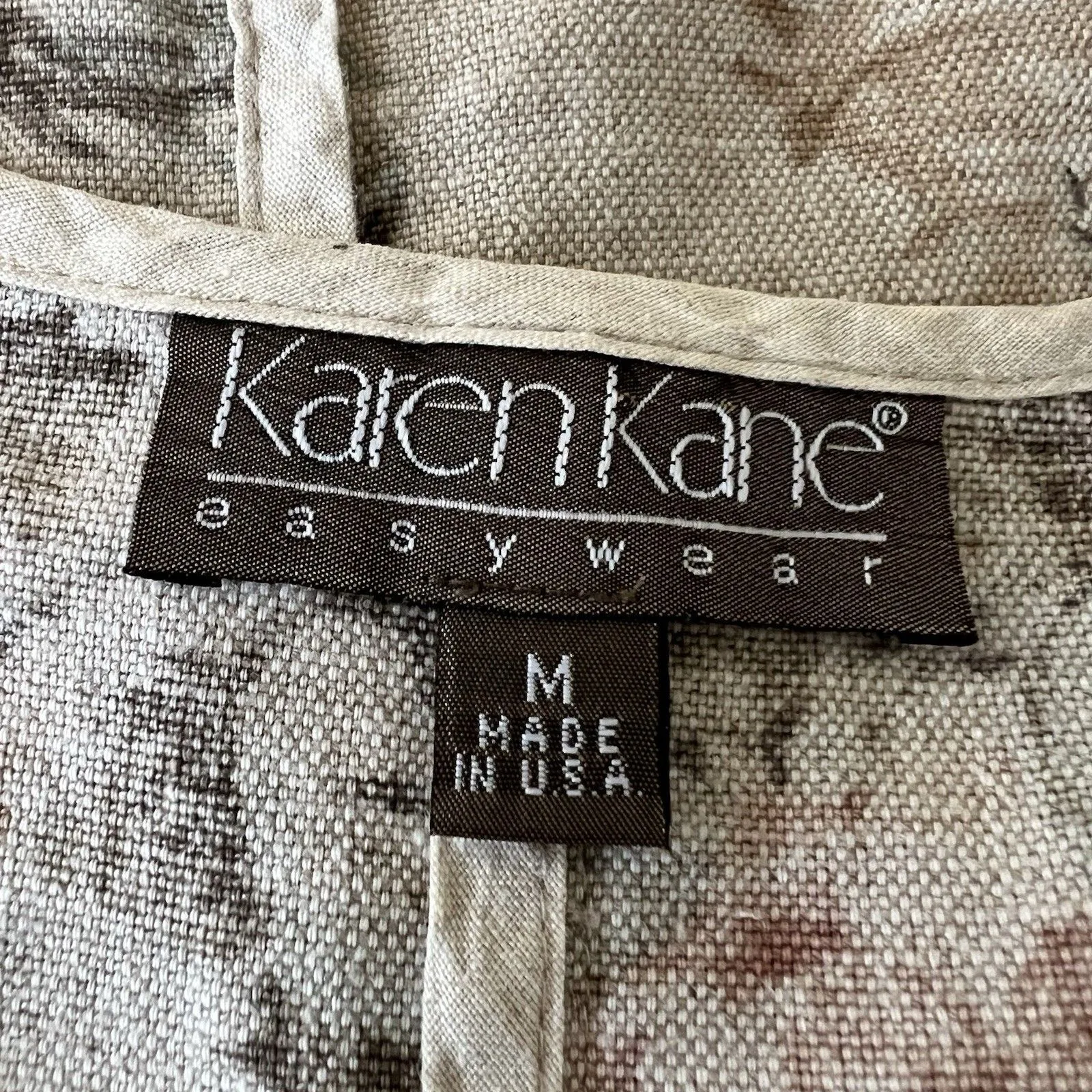 3/$30 VTG Karen Kane Vest Womens Medium Neutral Linen Cotton Floral Cottagecore - Image 3