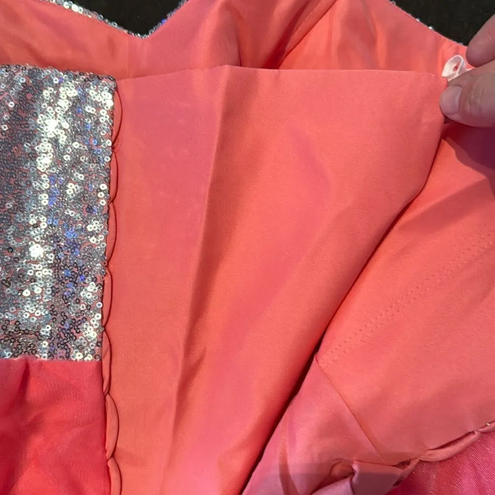 Women’s Pink Full Length Sparkly Tulle & Sequined Prom Party Dress Size L NWT Size L - Image 11