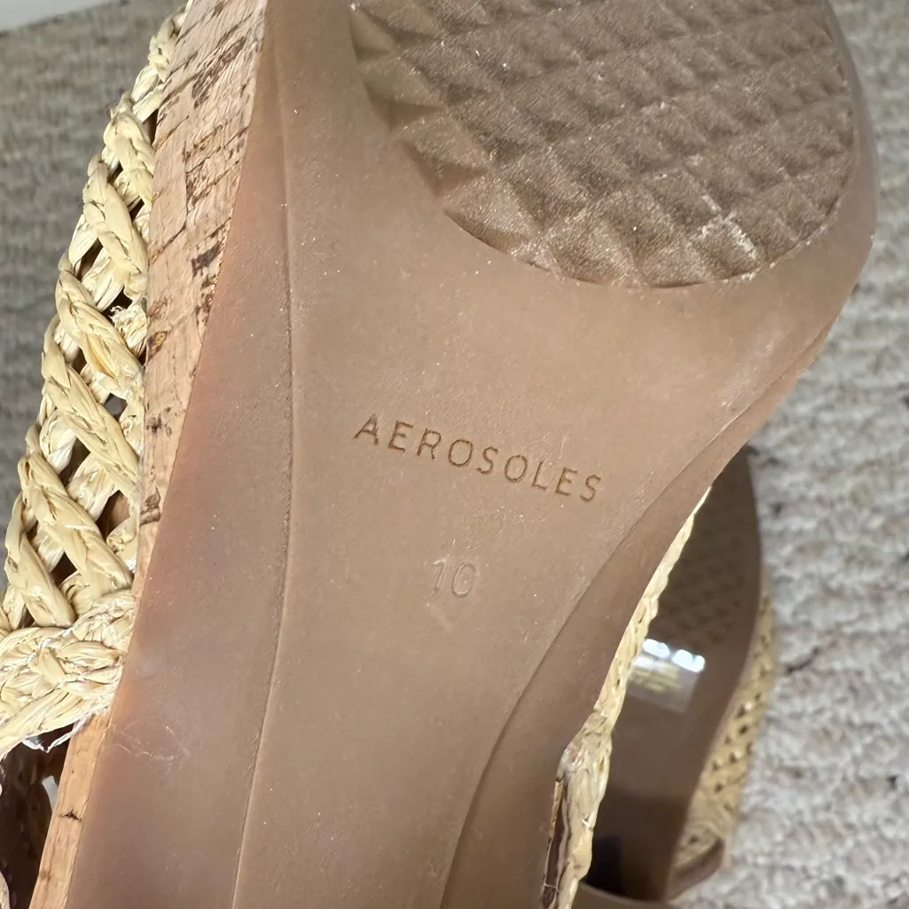 AEROSOLES Women's Santiago Raffia Platform Pumps in Natural Size 10 Block Heels - Image 10