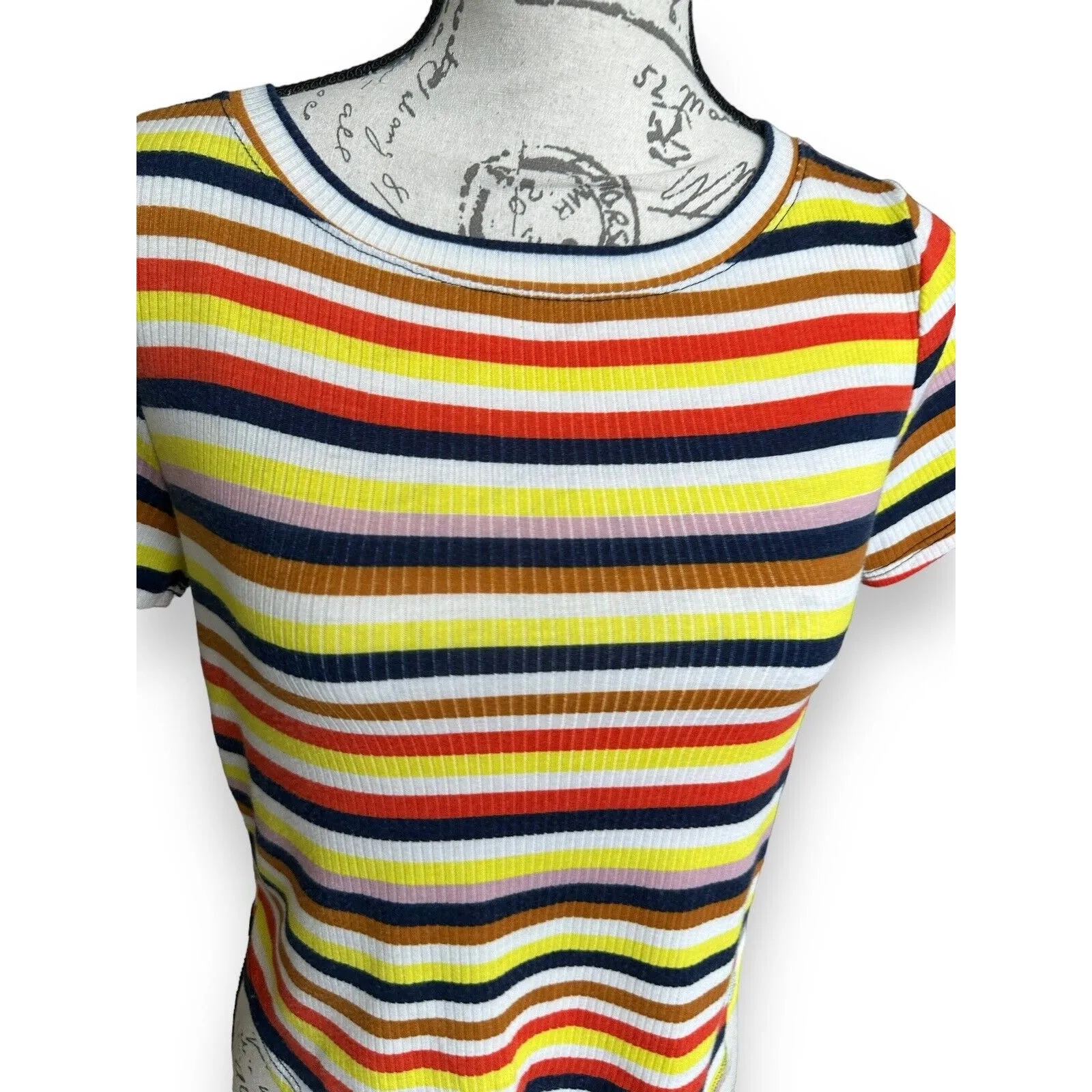 Le Lis Striped Ribbed Crop Top Multicolor Medium - Image 2