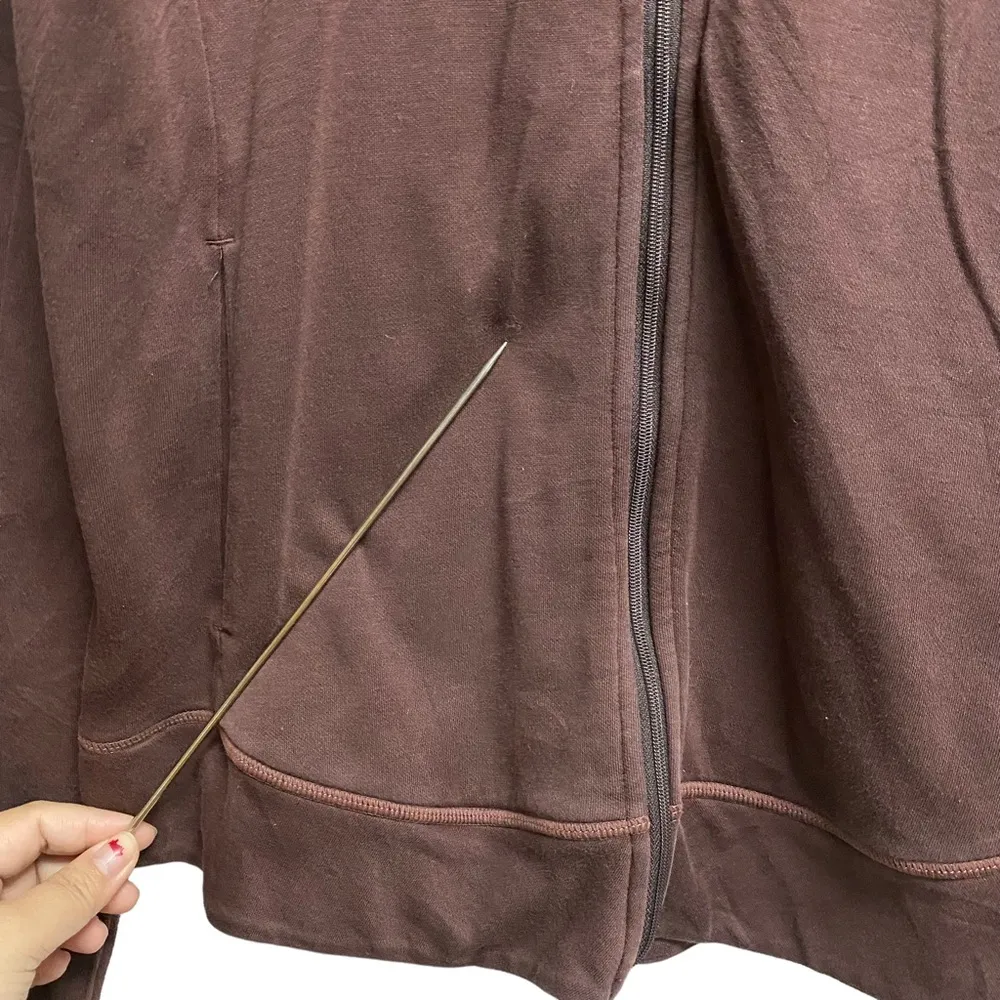 Patagonia Brown Womens Large FullZip Hoodie Sweater Jacket Pocket Organic Cotton - Image 4