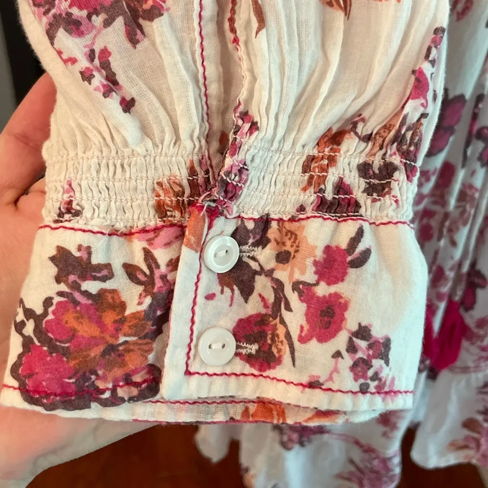 Free People Carmella Mini Floral Boho Cotton Dress Pink Florals - Image 8