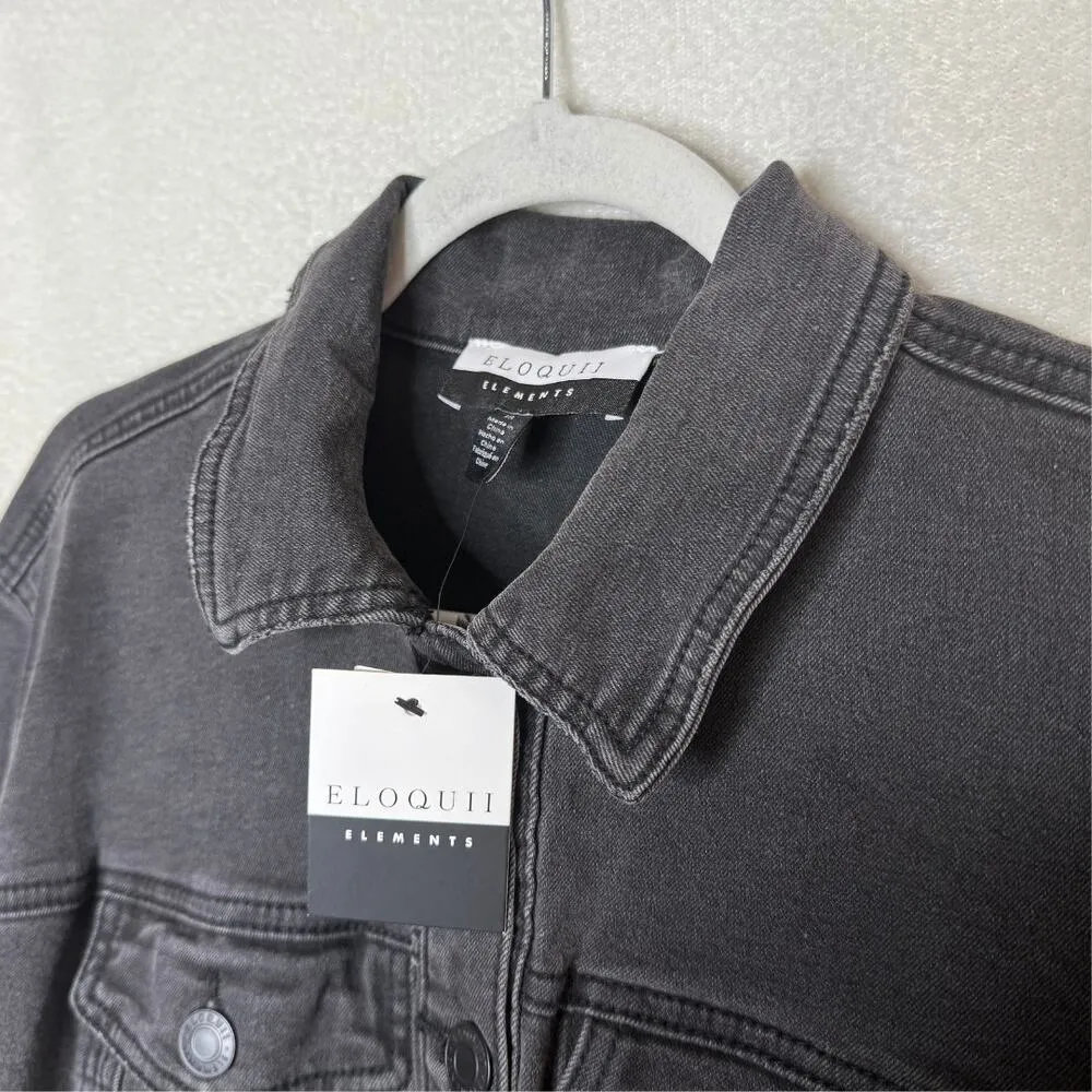 Eloquii Elements Long Sleeve Belted Button Front Denim Jacket Mini Dress Size 16 - Image 3