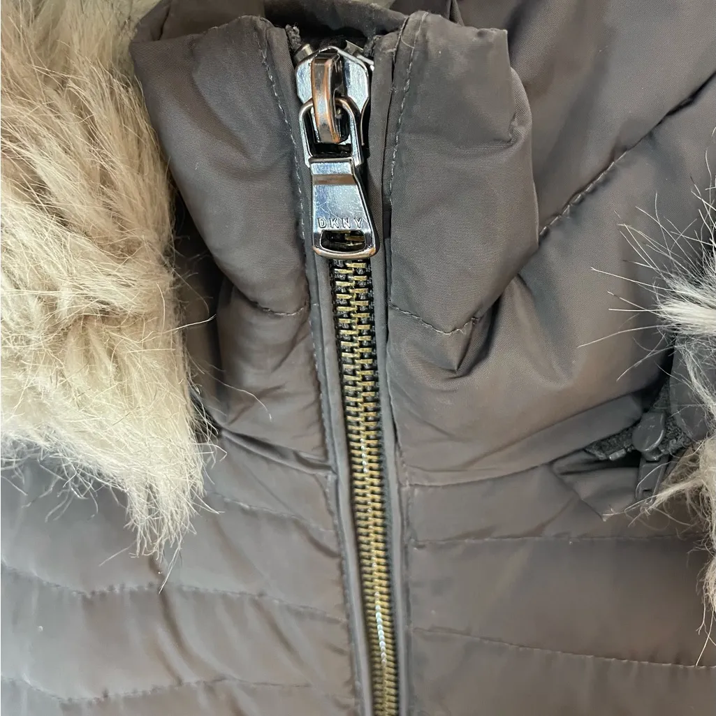 DKNY  Charcoal Down Hooded Puffer Coat - Image 6