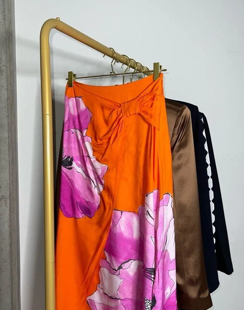 Ted Baker Bethhie Floral Gathered Asymmetric Twist Detail Slip Wrap Midi Skirt - Image 3