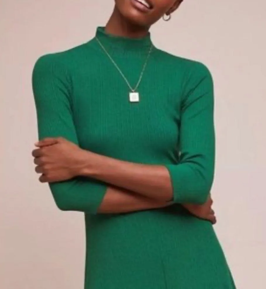 Anthropologie Heart Of Building 18 Ribbed Knit Dress Green Size Small - Image 3
