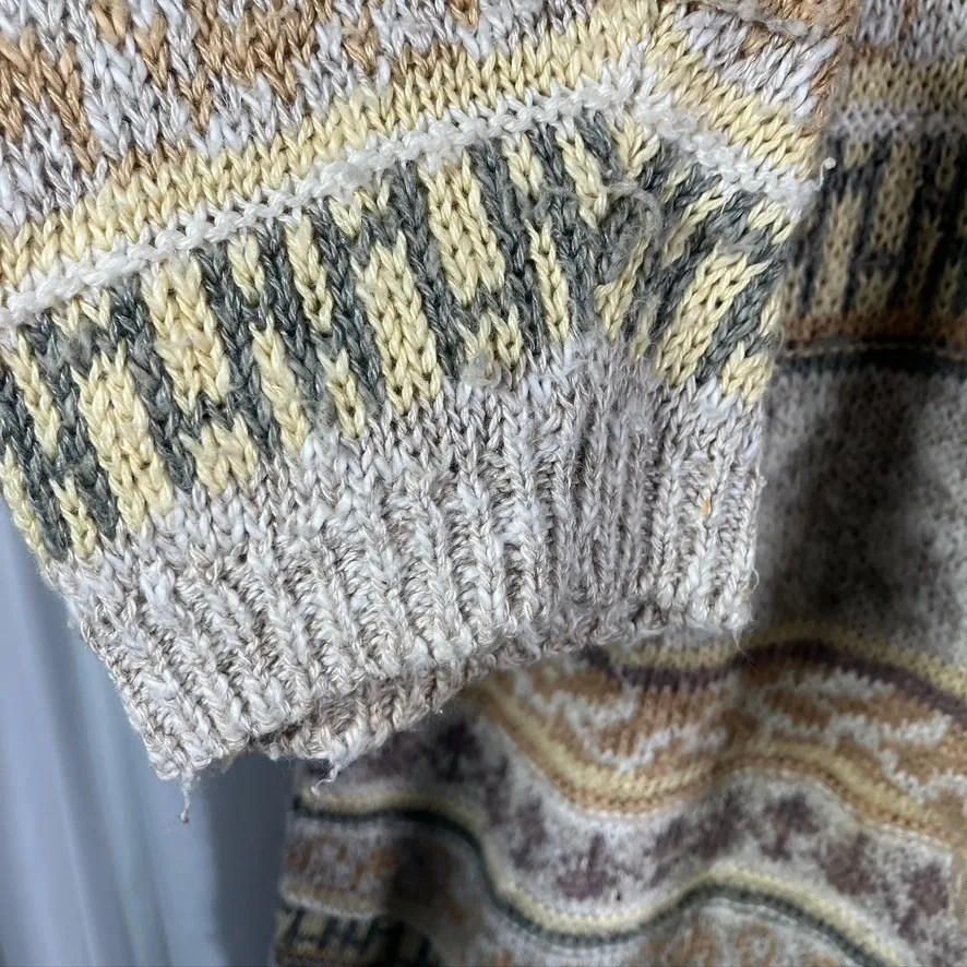 Talbots Women's Cardigan Sweater M Irish Linen Blend Button Front Knit Beige VTG - Image 5