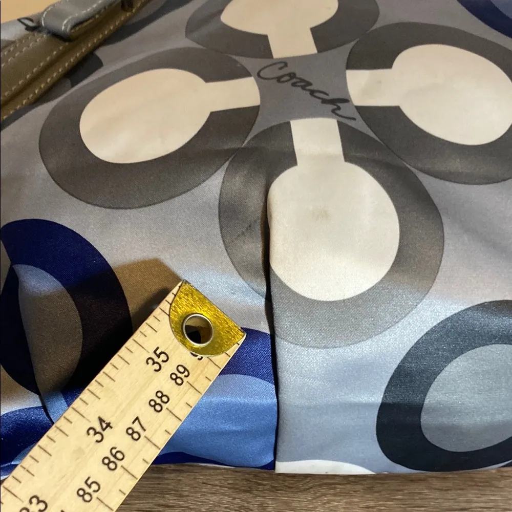 Sophia Madison Clover Luxury Satchel Purse Blue Gray Sateen - Image 6