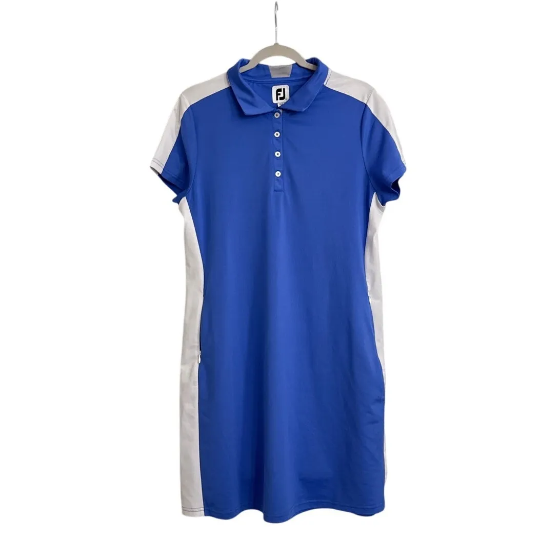 FootJoy Athletic Dress Blue White Performance Golf Tennis Polo Dress Size Medium - Image 2