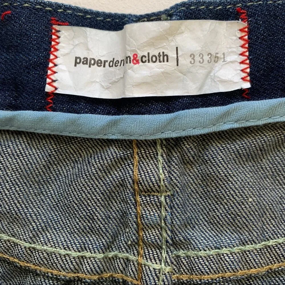 Paper Denim & Cloth Skirt Vanessa Dark Wash Distressed Jean Mini Skirt Size 28 - Image 2