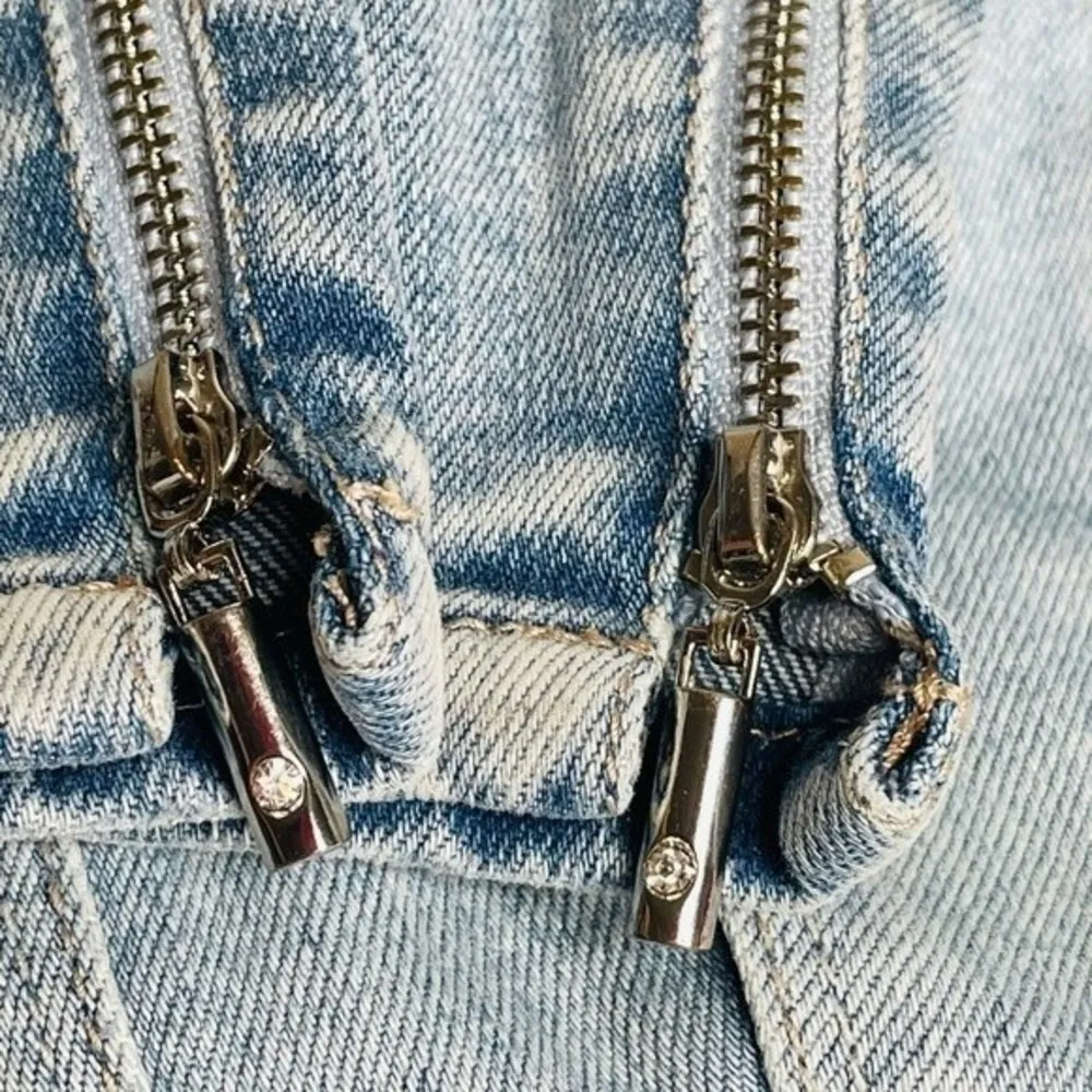 White House Black Market Skinny Cropped Ankle Zipper Jeans Light Blue Size 4 - Image 6