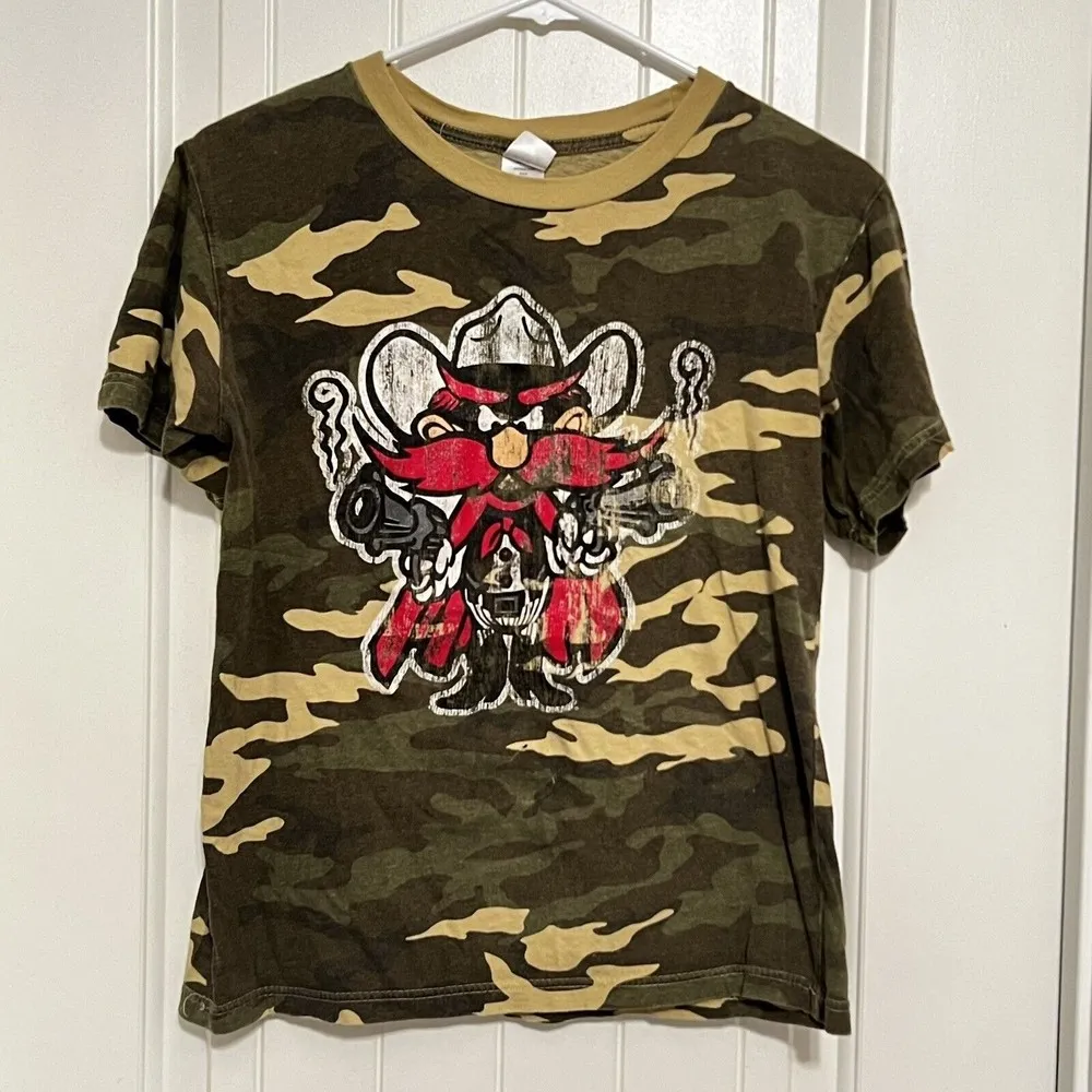 Texas Tech Football Raider Red Camo Distressed Babydoll Tee T - Image 2