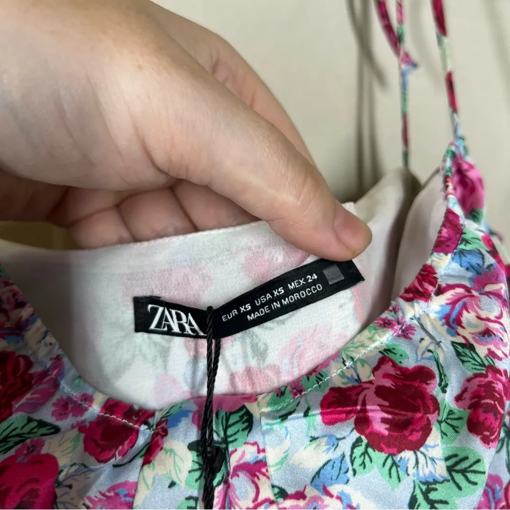 NWT Zara Satin Floral Spaghetti Strap Slip Dress Size US XS - Image 13