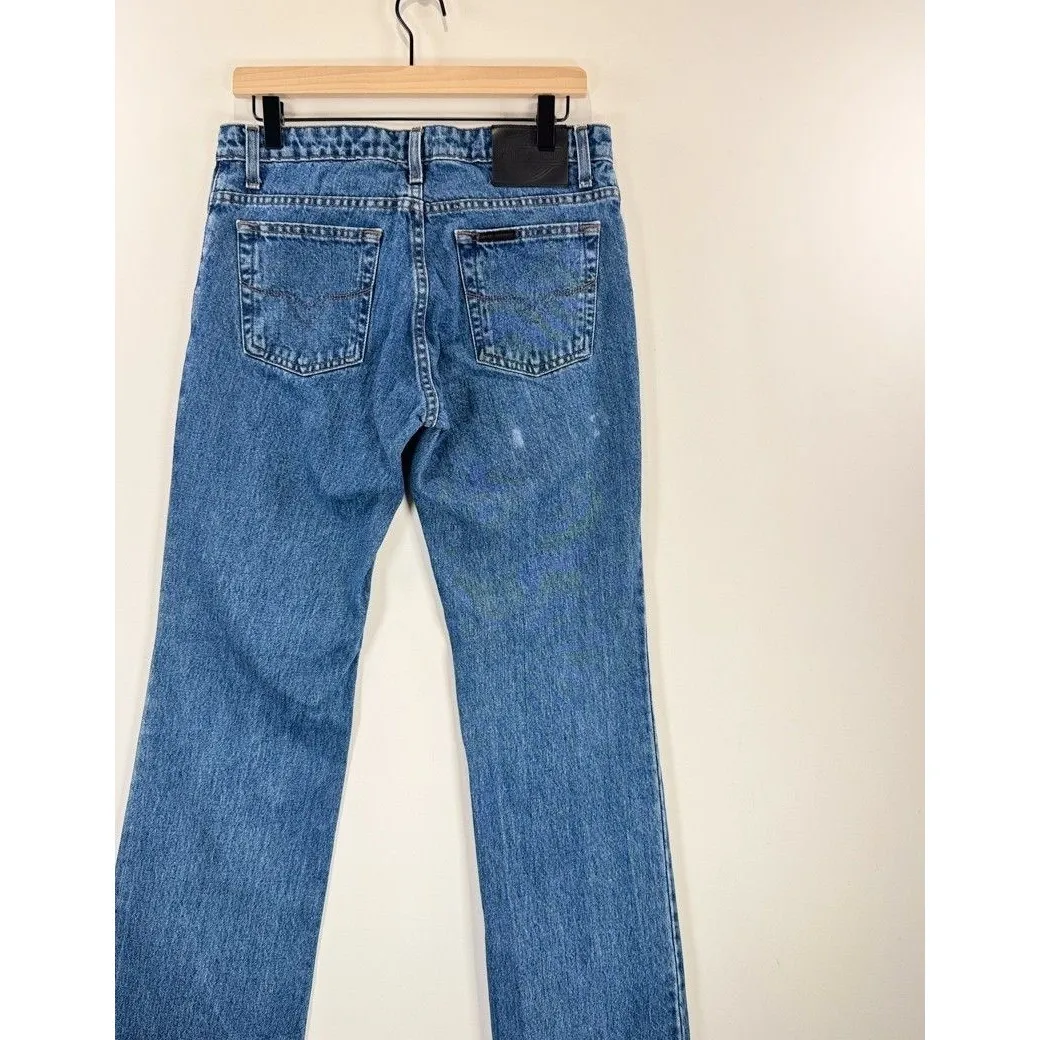Harley Davidson Womens Jeans Blue Denim Straight Mid Rise Moto Y2K Size 6 Tall - Image 11