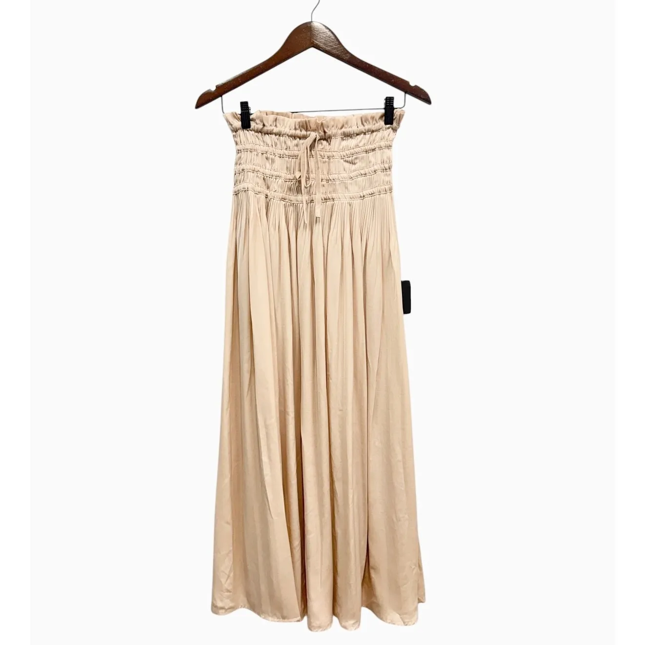 Lulus Maina Beige Plisse Drawstring High - Image 6