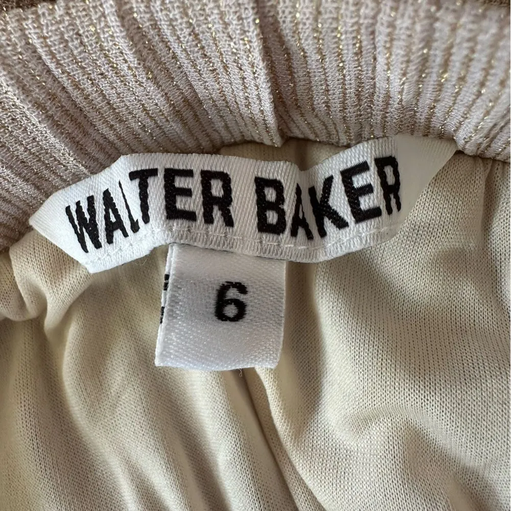 Walter Baker Midi Pull On Skirt Pleated Shimmer Beige Women’s 6 Ballet Coquette - Image 8