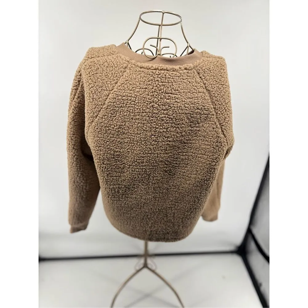 Banana Republic Long Sleeve Teddy Sherpa Fleece Crew Neck Sweater Size Medium - Image 7