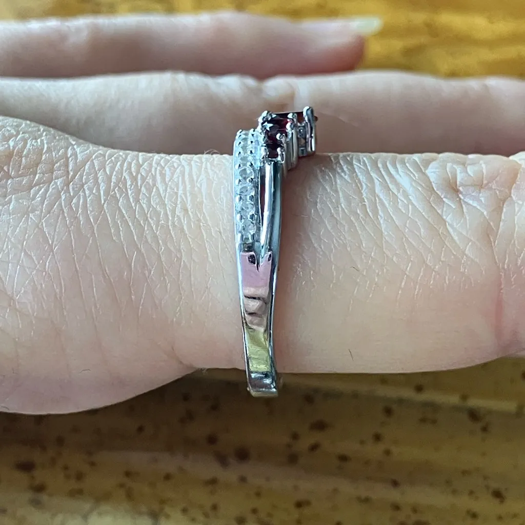 Natural Vermelho Red Garnet Sterling Silver Ring Size 9.75 - Image 3