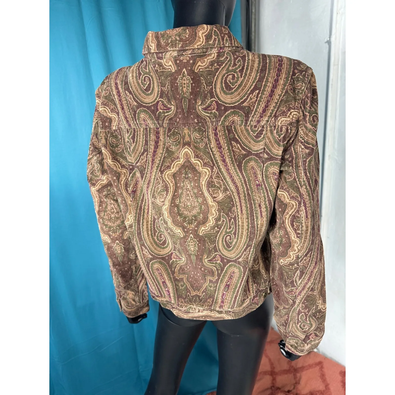 Charter‎ Club Petite Paisley Print Denim Jacket Women's Size P/L - Image 2
