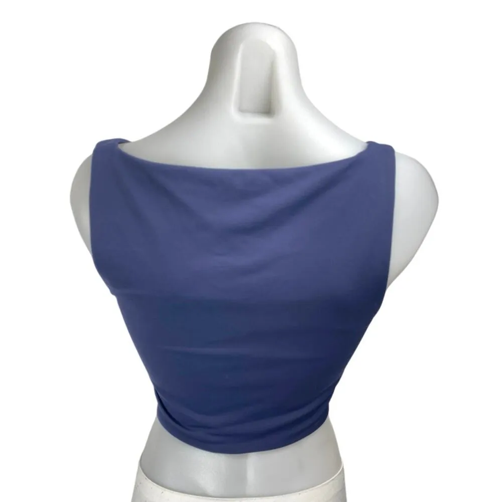 Aritzia Babaton Women's Blue Sleeveless Scoop Neck Cami Tank Crop Top Size L - Image 2