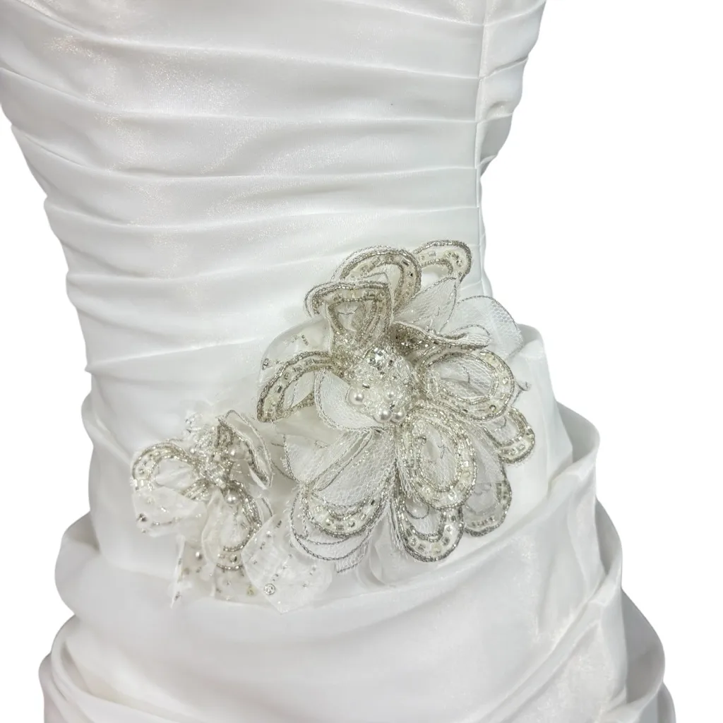 GALINA SIGNATURE ivory pintuck ruched bridal wedding gown dress 8 M White Size M - Image 6