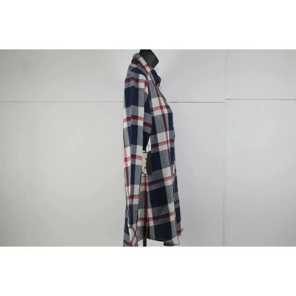 Tna Womens Red Black Cotton Long Sleeve Front Pocket Button Up Shirt Size XS - Image 4